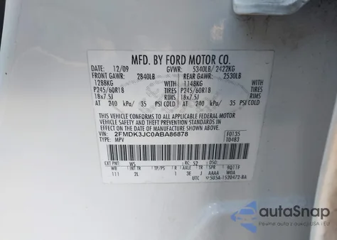 2010 Ford Edge Sel from USA, damaged, VIN 2FMDK3JC0ABA86878